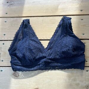 Maurices Navy Blue Padded Lace Bralette Size XL